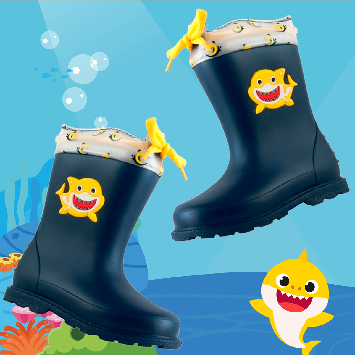 Botas Niño Lluvia Ajustable Cómodas Tiburón Shark 614-M