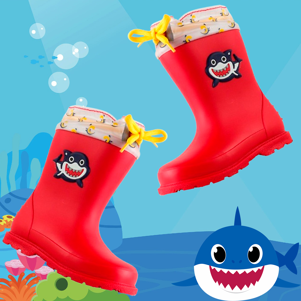 Botas Niño Lluvia Ajustable Cómodas Tiburón Shark 614-RJ