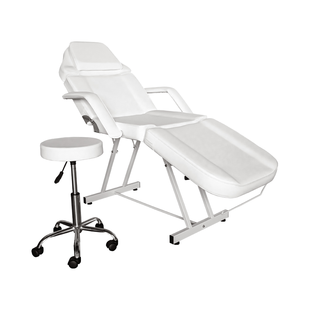 Silla Cama Para Faciales Color Blanco Con Banco