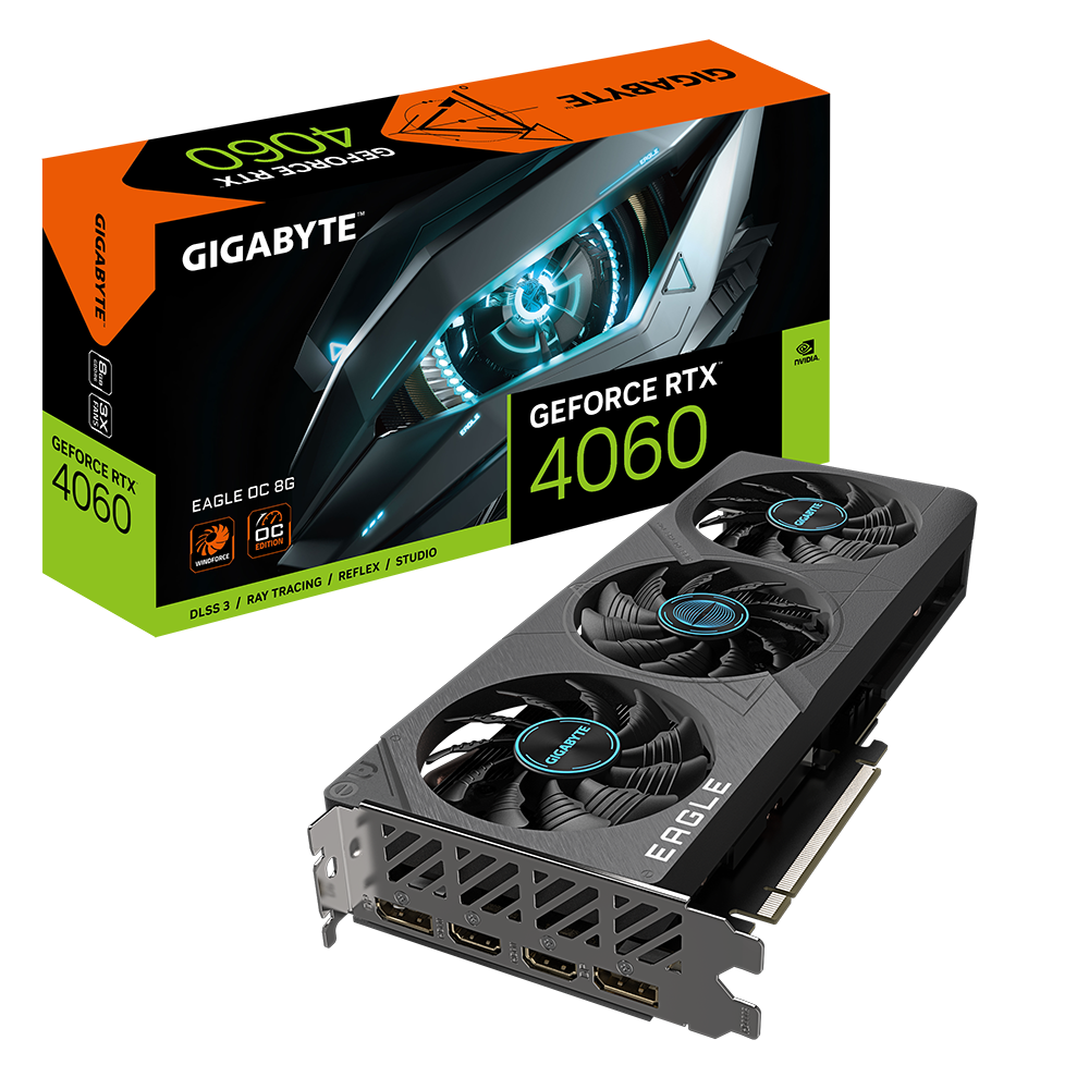 TVIDEO GIGABYTE RTX4060 EAGLE OC 8GB 128 BIT GDDR6 GV-N4060EAGLE OC-8GD REV 1.0