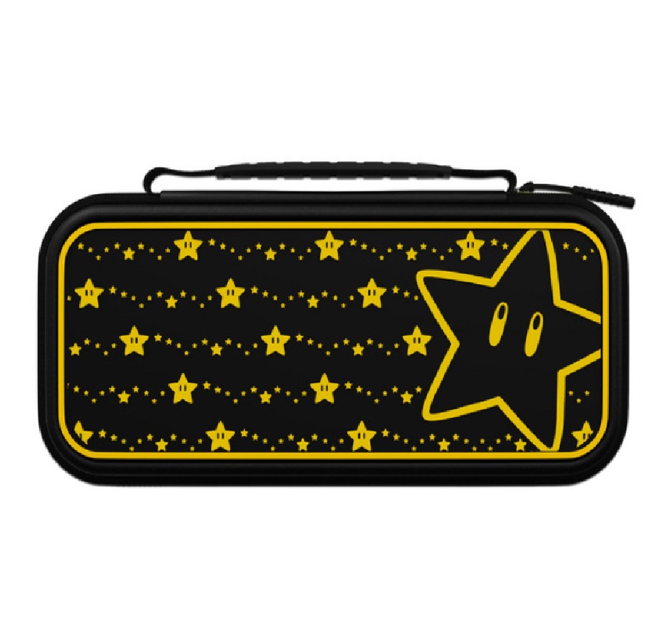 Estuche Rígido PDP BDL 500-224-STGD para Nintendo Switch y Switch Lite. Incluye Cremallera, Asa de Transporte y Soporte de Sobremesa. Colores Negro y Amarillo. 