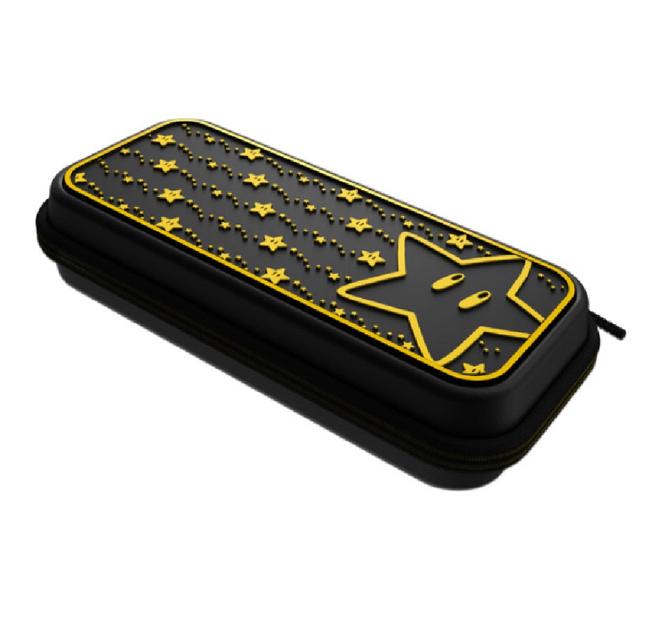 Estuche Rígido PDP BDL 500-224-STGD para Nintendo Switch y Switch Lite. Incluye Cremallera, Asa de Transporte y Soporte de Sobremesa. Colores Negro y Amarillo. 