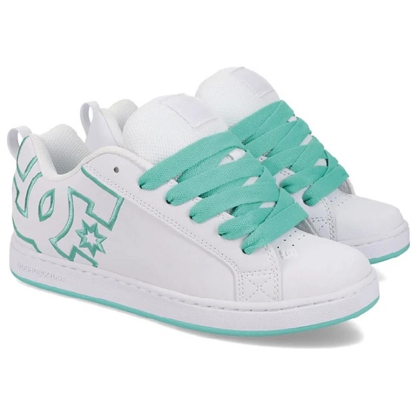 Tenis DC Shoes Court Graffik Blanco/verde Mujer Tallas #22 al #26