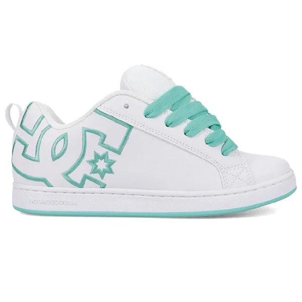 Tenis DC Shoes Court Graffik Blanco/verde Mujer Tallas #22 al #26