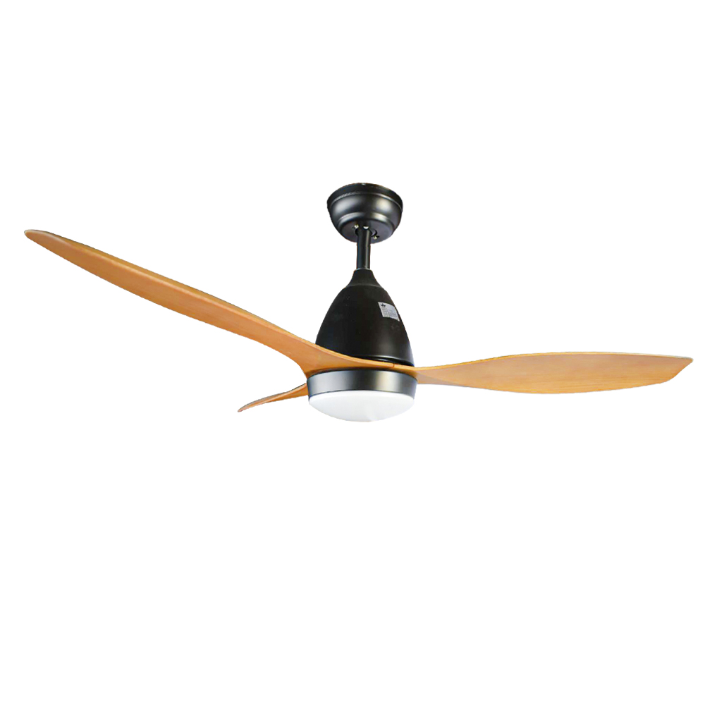 CITYLUZ PREMIUM ASPAS TIPO MADERA / LUZ LED VENTILADOR DE TECHO NEGRO CON ASPAS COLOR MADERA CLARA 110CM X 35CM INCLUYE 1 UNIDAD
