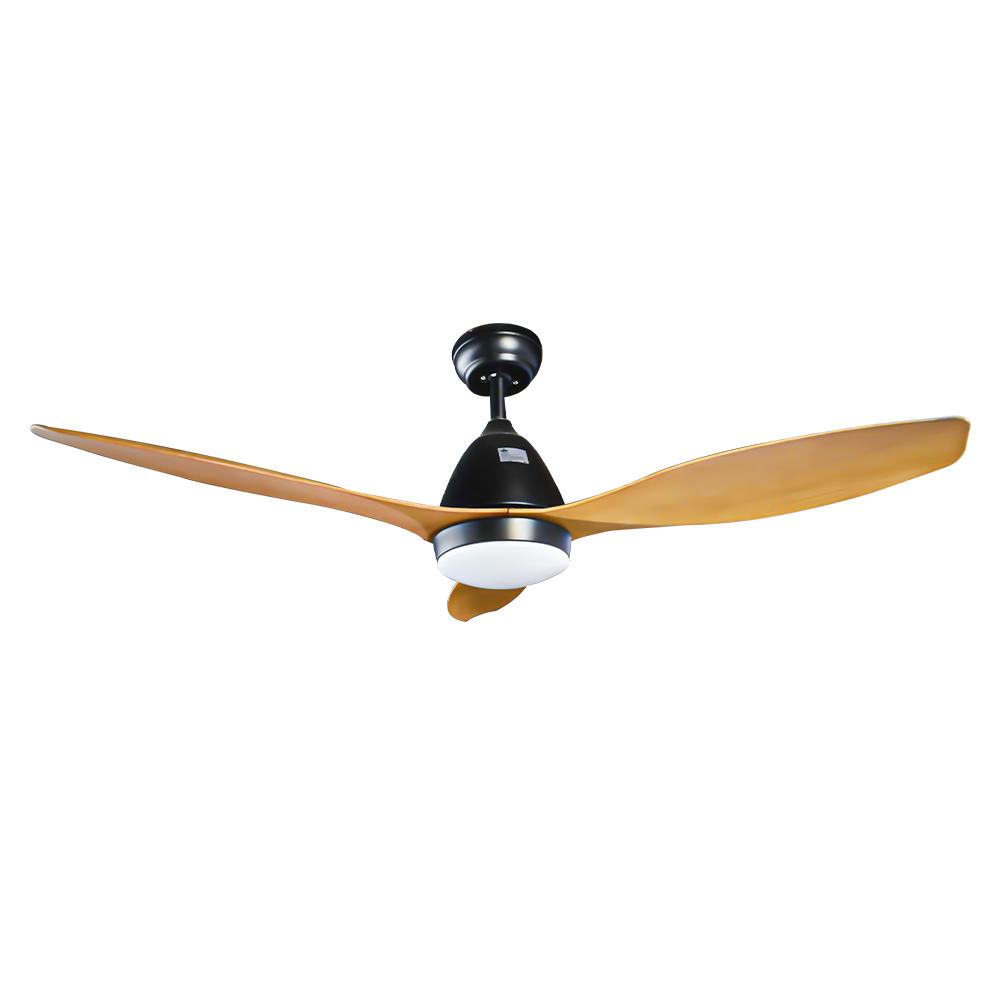 CITYLUZ PREMIUM ASPAS TIPO MADERA / LUZ LED VENTILADOR DE TECHO NEGRO CON ASPAS COLOR MADERA CLARA 110CM X 35CM INCLUYE 1 UNIDAD