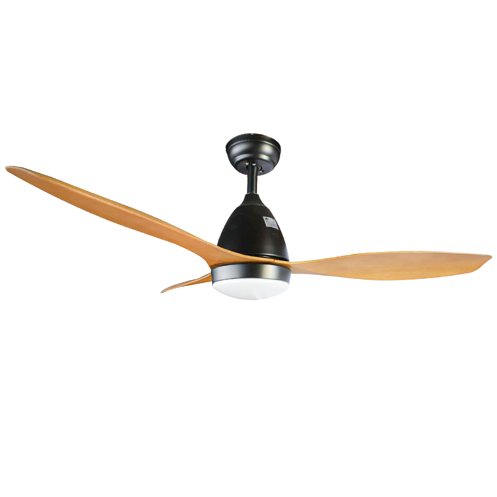 CITYLUZ PREMIUM ASPAS TIPO MADERA / LUZ LED VENTILADOR DE TECHO NEGRO CON ASPAS COLOR MADERA CLARA 110CM X 35CM INCLUYE 1 UNIDAD
