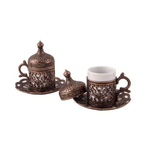 Kit Cafe + Pocillo + Taza Turca Arabe De Turquia Cafetera 