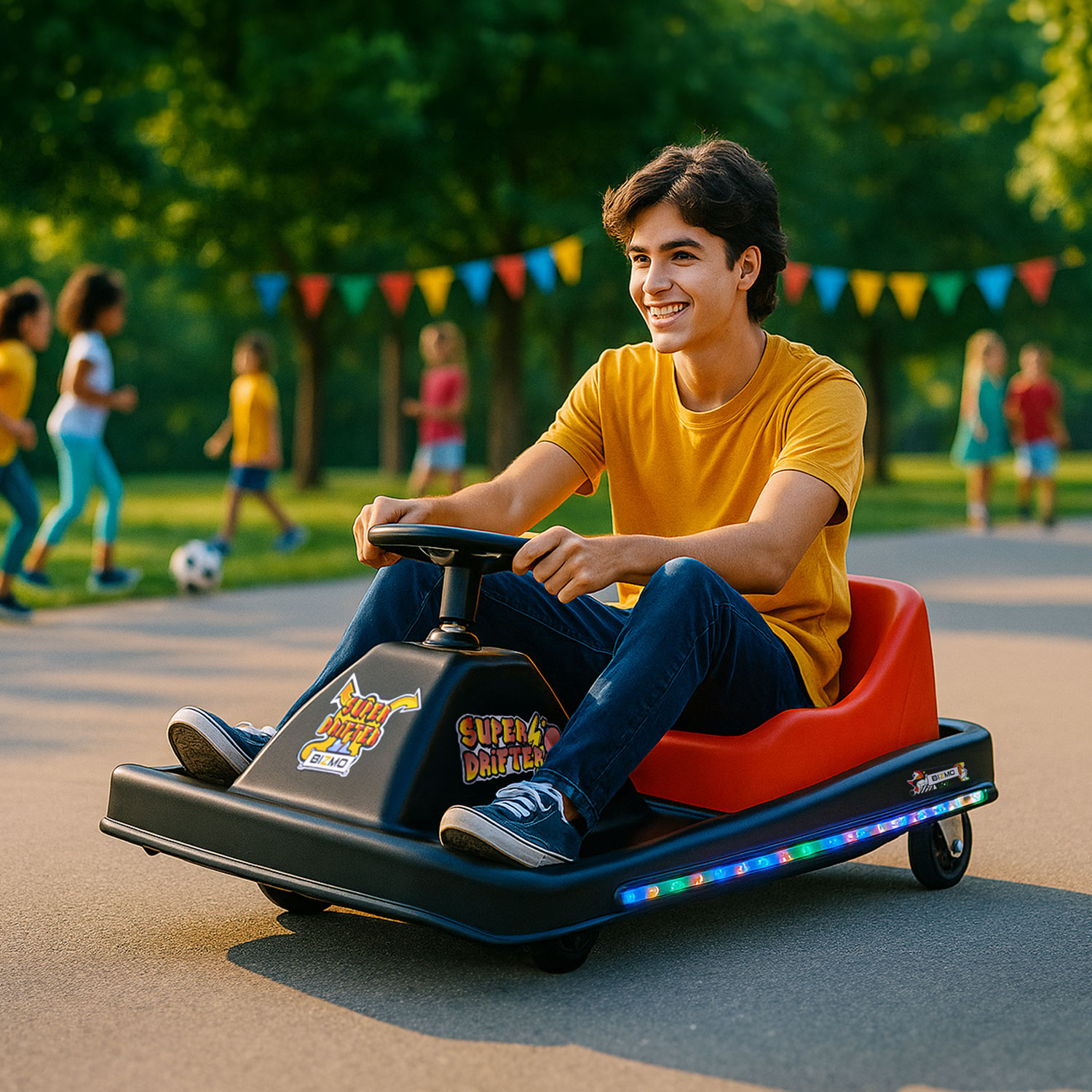 Drifter Crazy Kart Carrito Chocón Montable Electrico E-Be