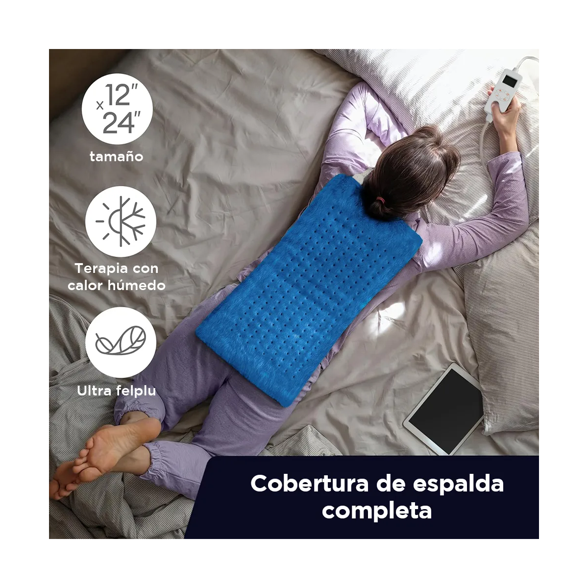 Almohadilla Térmica Eléctrica 83×43cm, 6 Niveles Temperatura