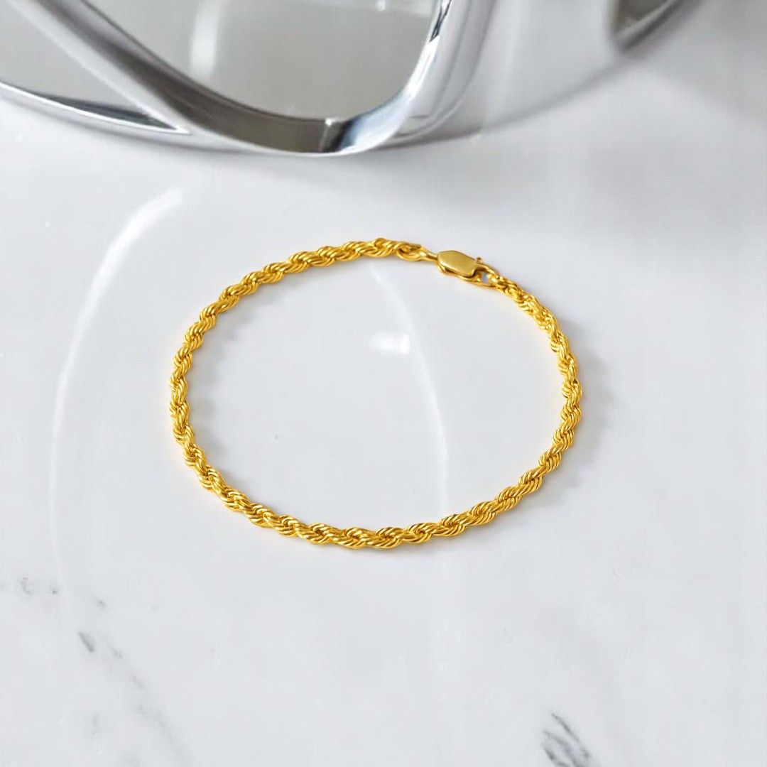 Pulsera Torzal 3 Mm X 18 Cm Oro 10 Kilates + Obsequio