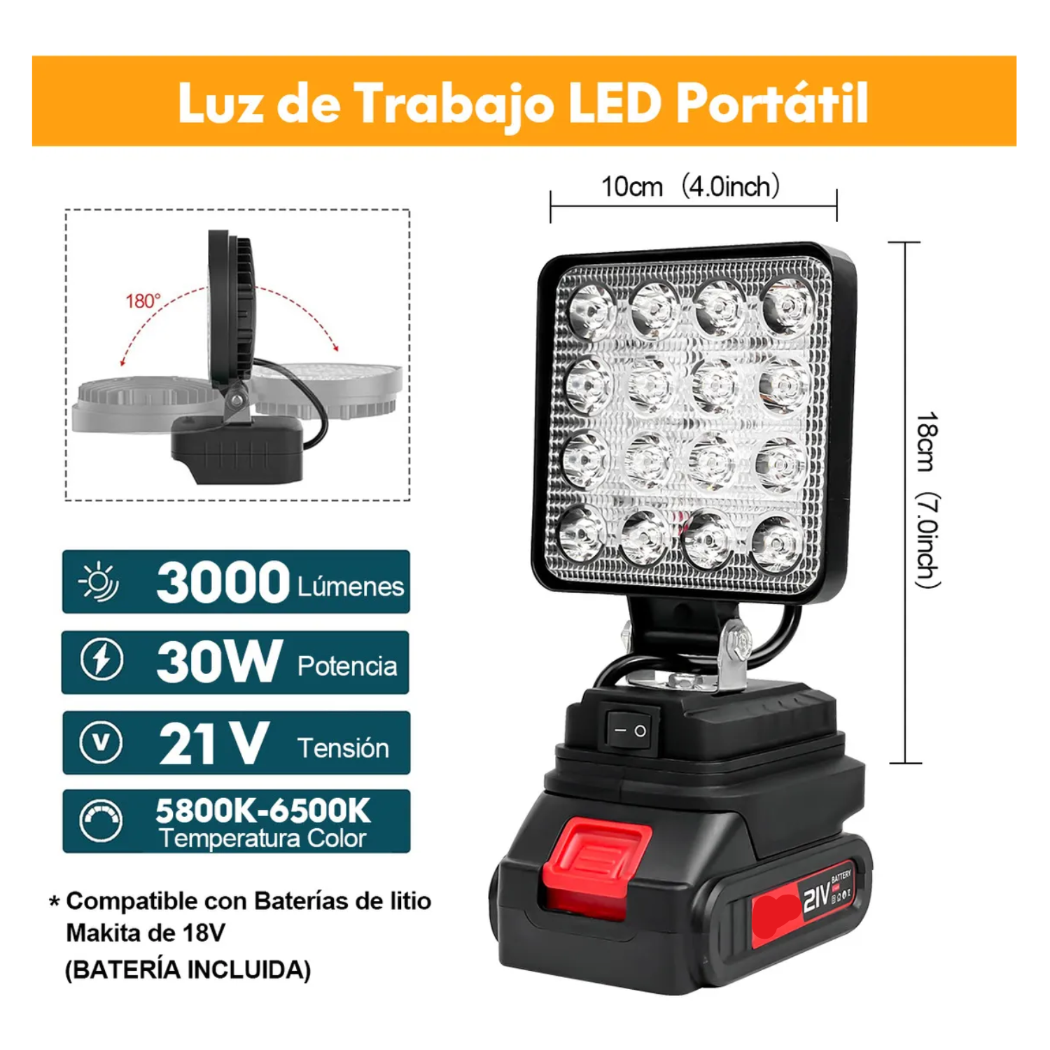 Linterna LED Recargable para Trabajo y Camping – Luz Blanca SLMXF117BK