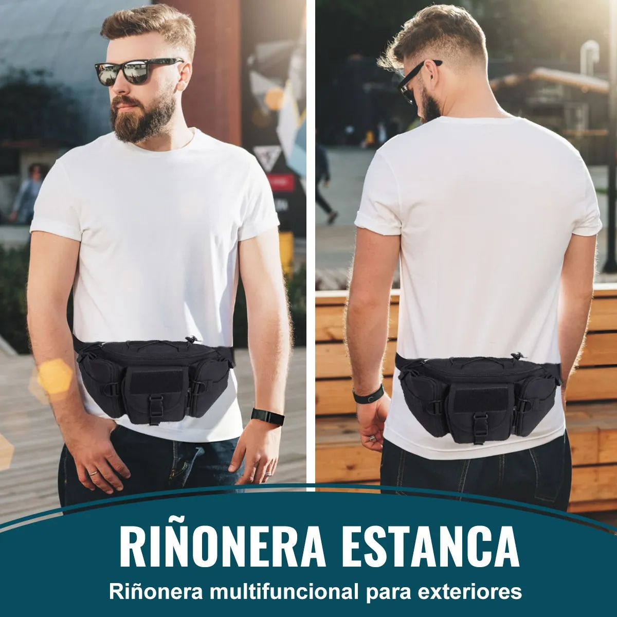 Cangurera bolso mochila táctica negro moto pecho táctico resistente desgaste ciclismo riñonera
