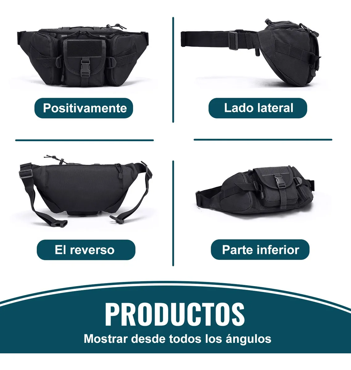 Cangurera bolso mochila táctica negro moto pecho táctico resistente desgaste ciclismo riñonera