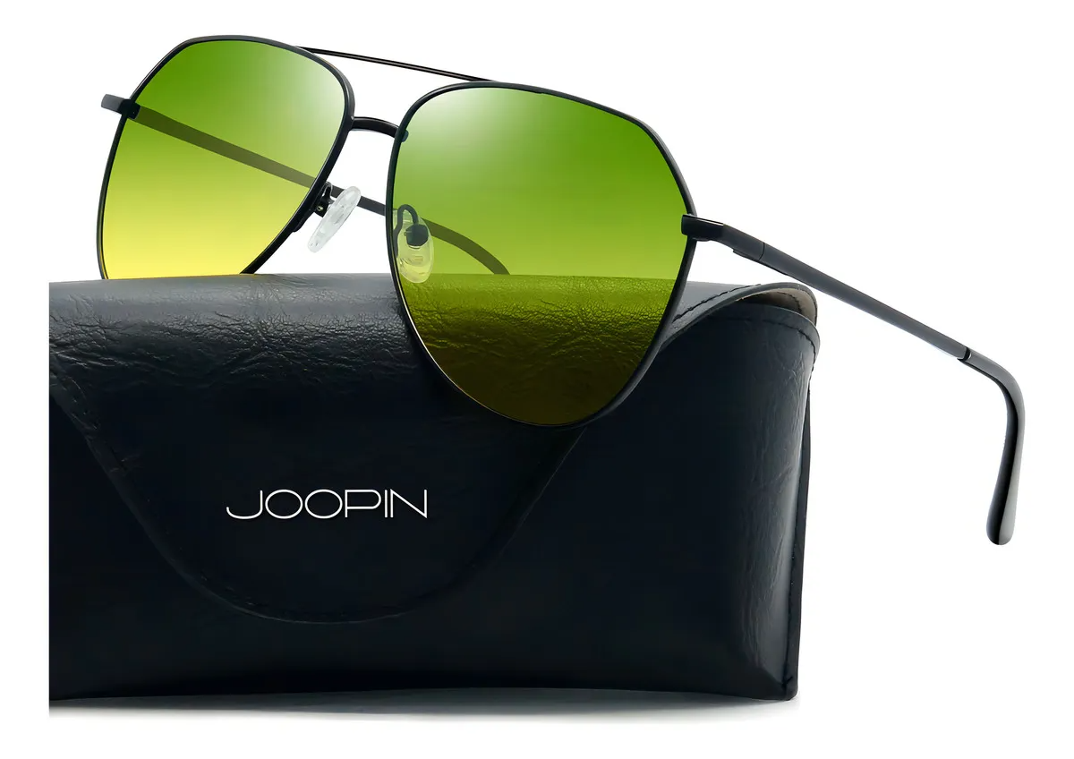 Lentes De Sol Nocturnos Uv Manejar Para Día Y Noche De Forma Gota O Piloto De Moda Unisex Diseño Negro Amarillo Para Conducción Más Segura Bloquear Luz Solar Joopin M2971