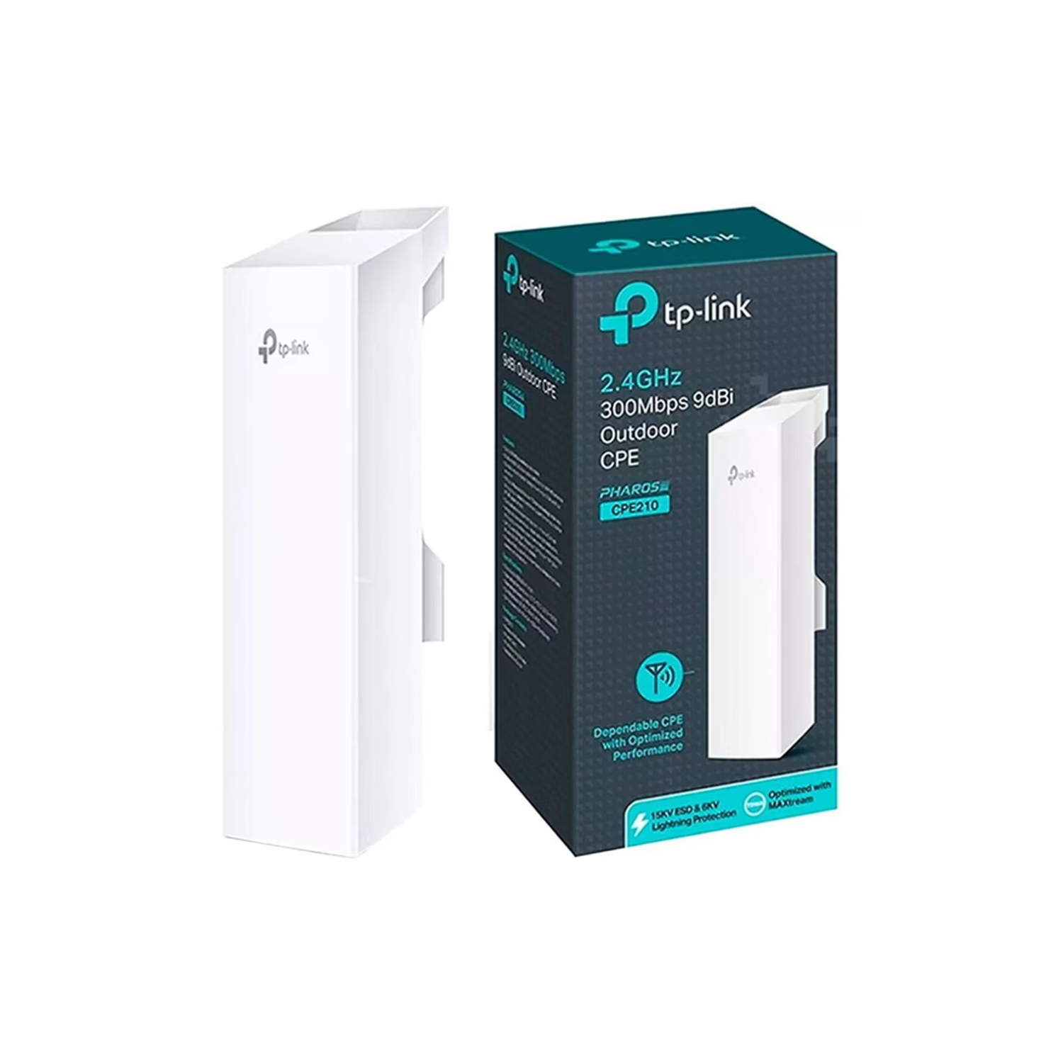 Receptor TP-Link CPE de Exterior de 9dBi en 2.4GHz a 300Mbps CPE210