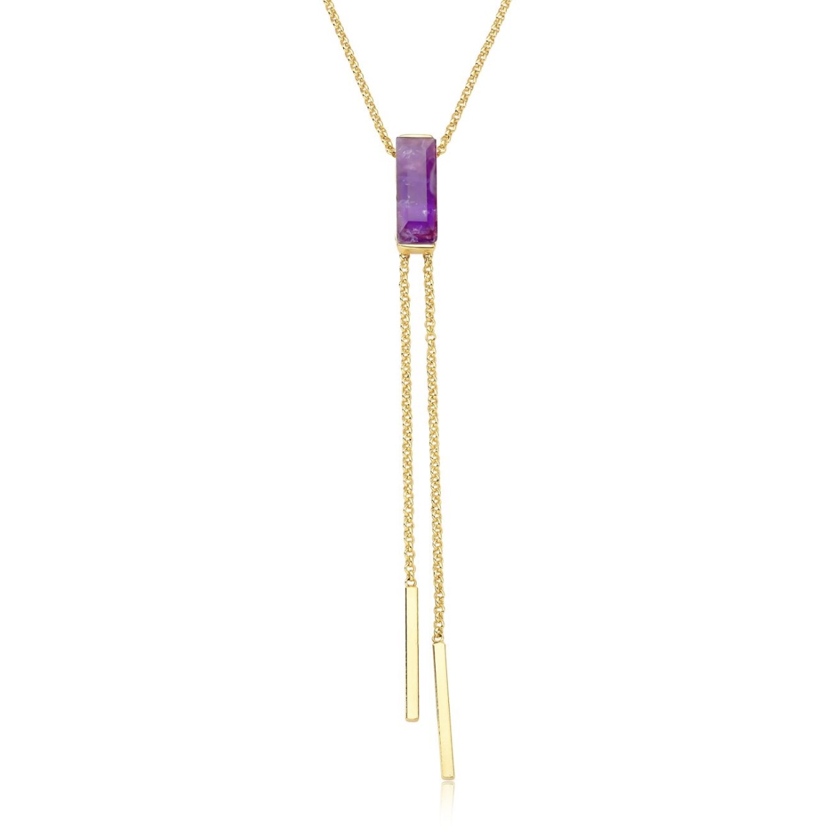 Collar Amatista - Collar largo - baño de oro 18k - collar dorado 