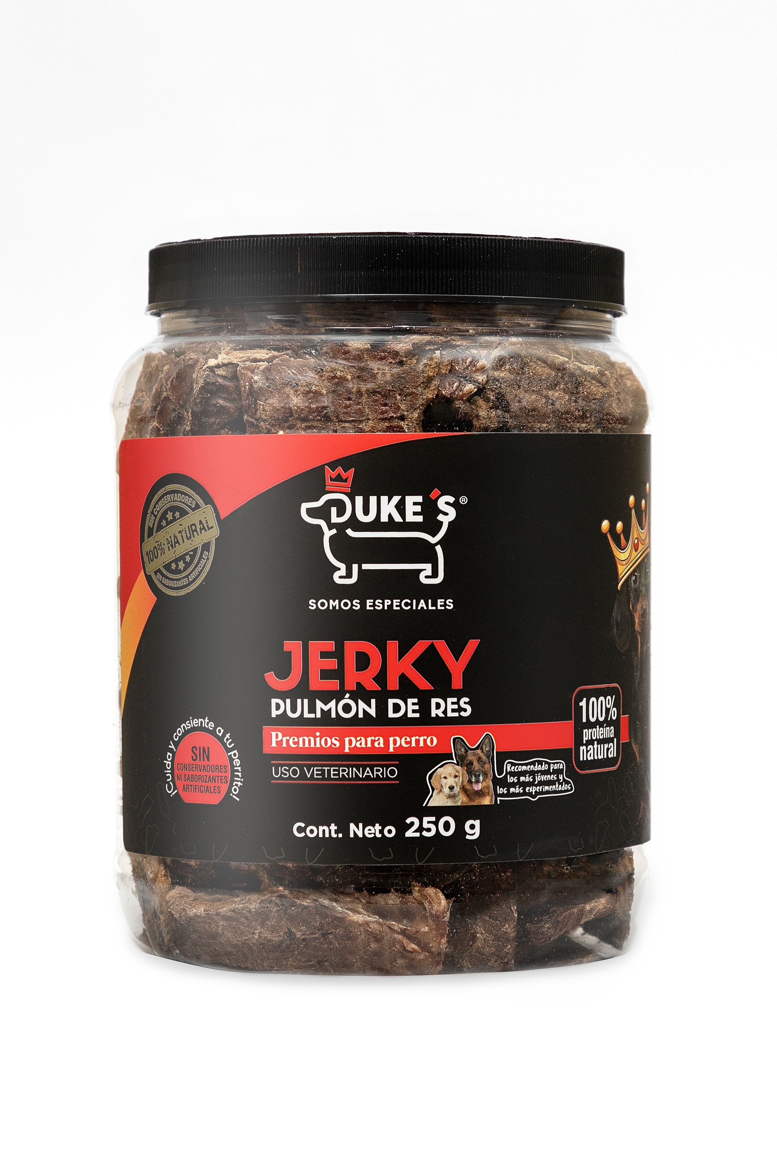 Duke's Premios Perros Pulmón Res 250g Proteina Premium 100% Naturales Sin Conservadores