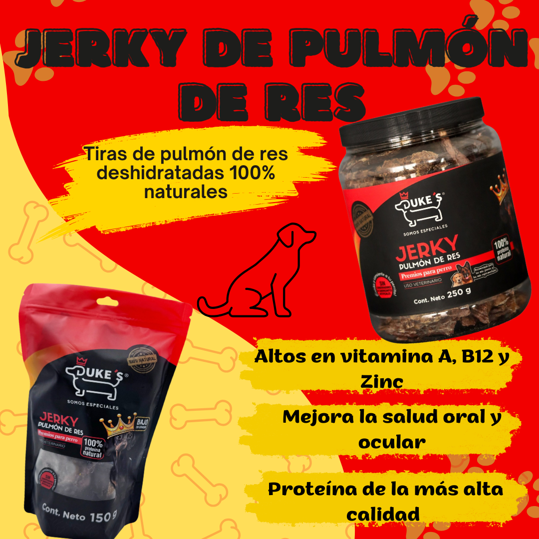 Duke's Premios Perros Pulmón Res 250g Proteina Premium 100% Naturales Sin Conservadores
