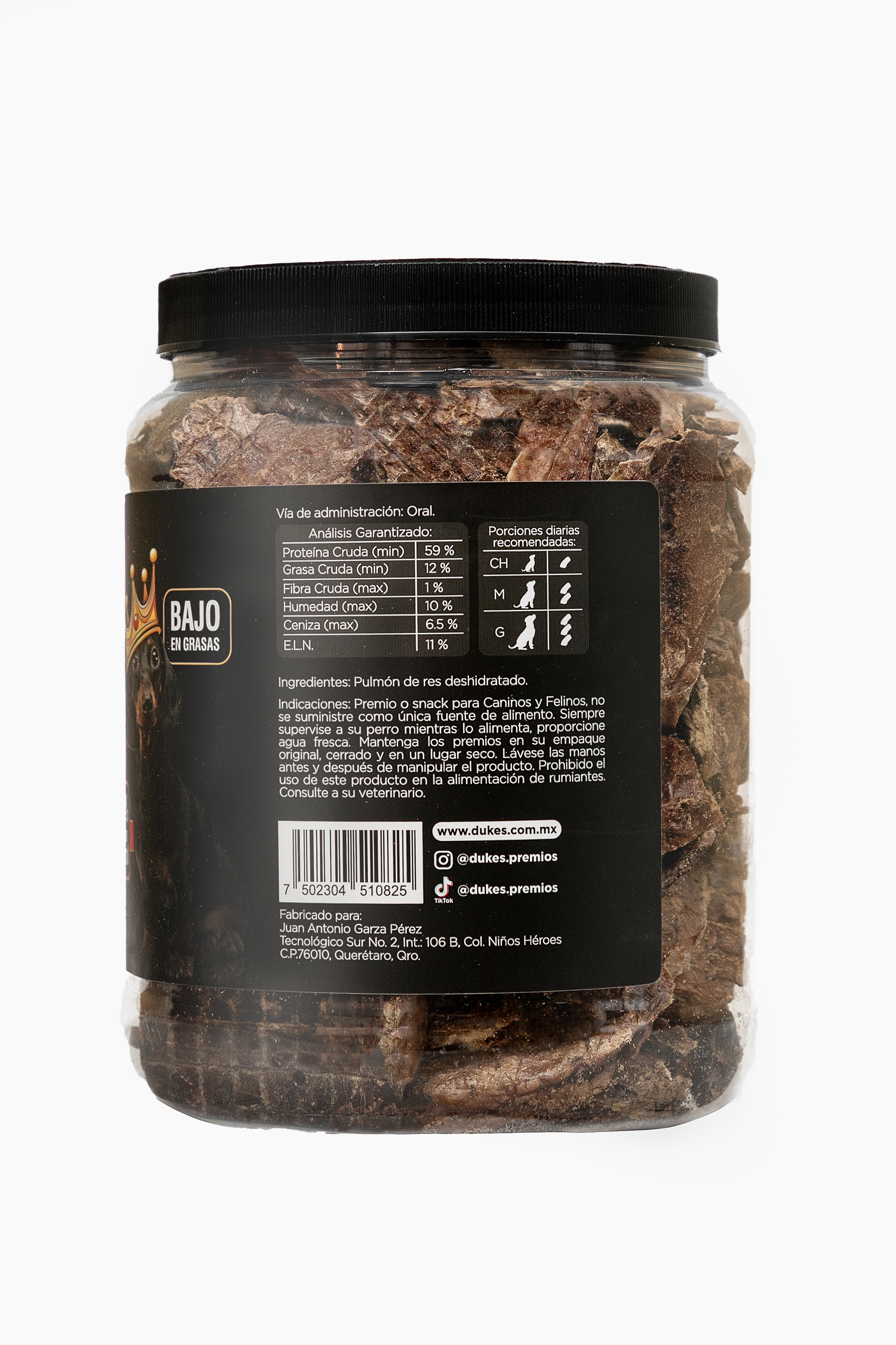 Duke's Premios Perros Pulmón Res 250g Proteina Premium 100% Naturales Sin Conservadores