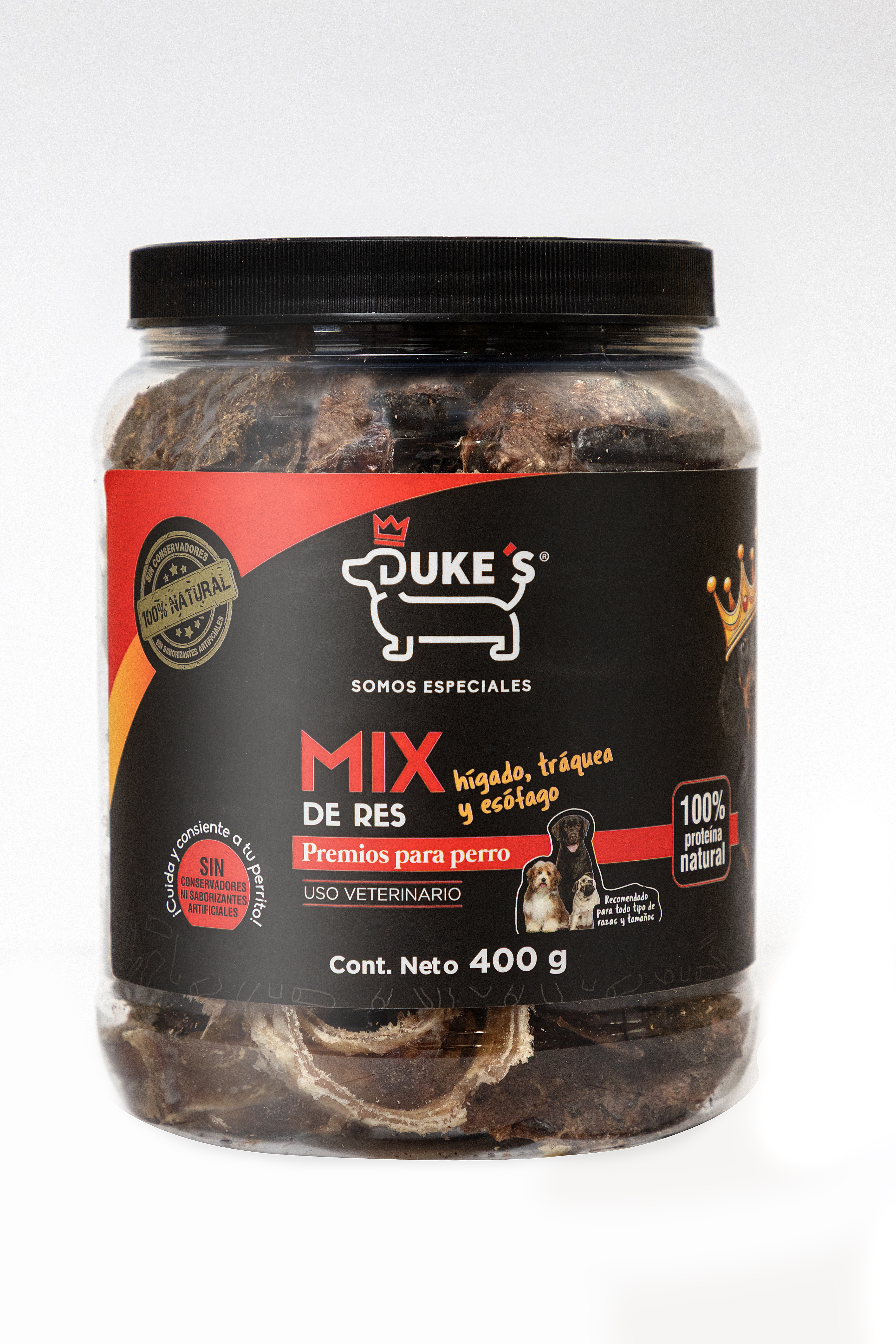 Dukes Premios Para Perros Mix Res Esófago Traquea Hígado 400g Proteína Premium 100% Natural Sin Conservadores