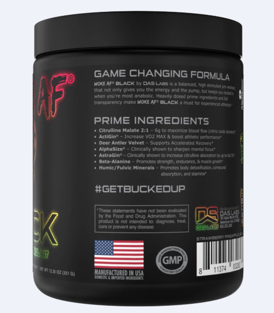 WOKE AF BLACK - High Stimulant Pre-Workout- WOKE AF BLACK - Pre-entrenamiento con alto contenido de estimulantes