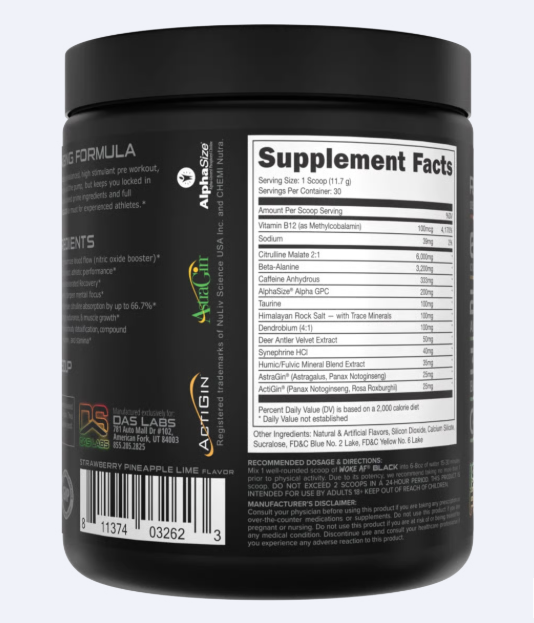WOKE AF BLACK - High Stimulant Pre-Workout- WOKE AF BLACK - Pre-entrenamiento con alto contenido de estimulantes