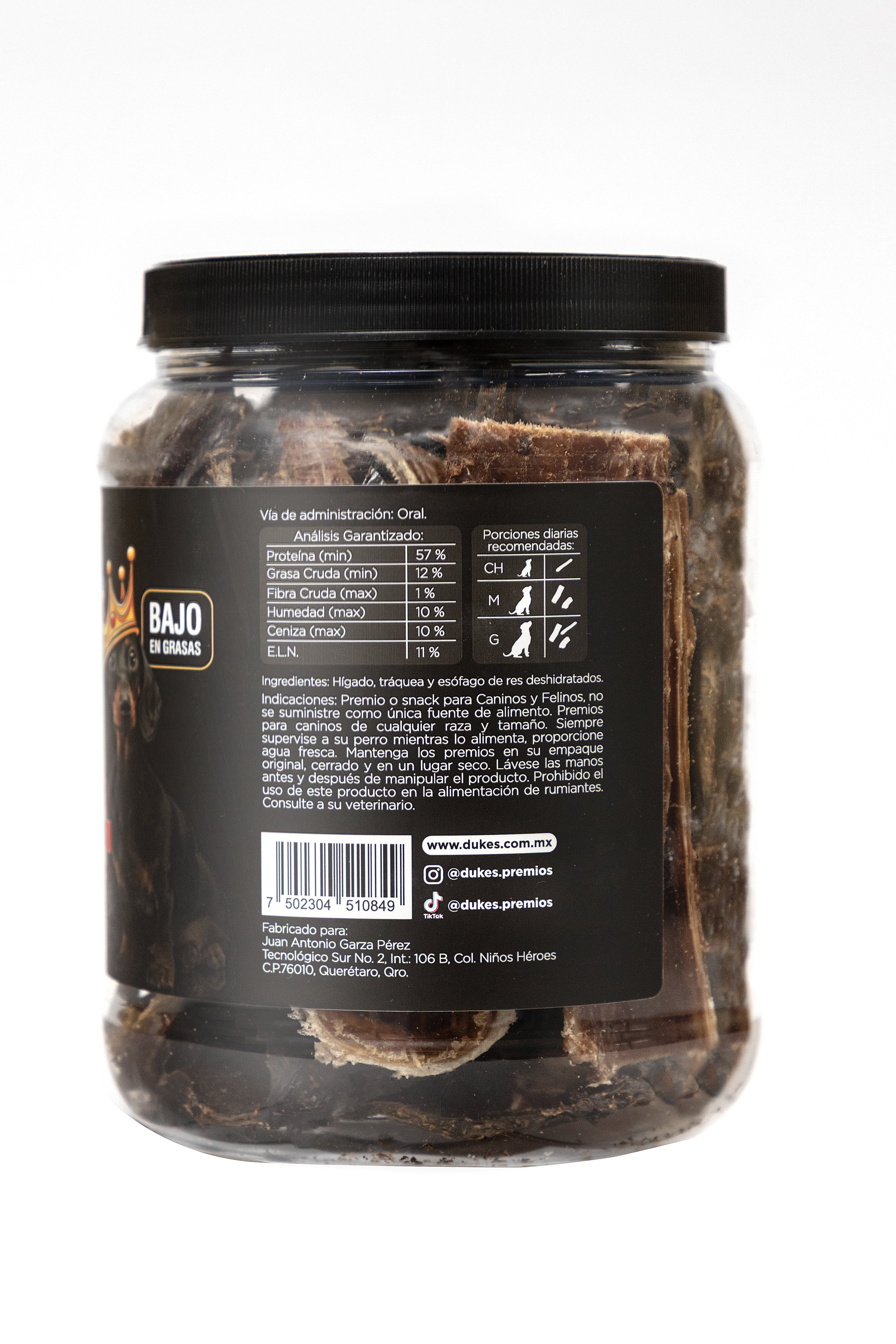 Dukes Premios Para Perros Mix Res Esófago Traquea Hígado 400g Proteína Premium 100% Natural Sin Conservadores