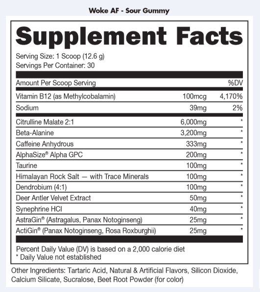 Woke AF - High Stimulant Pre-Workout-Woke AF - Pre-entrenamiento con alto contenido de estimulantes