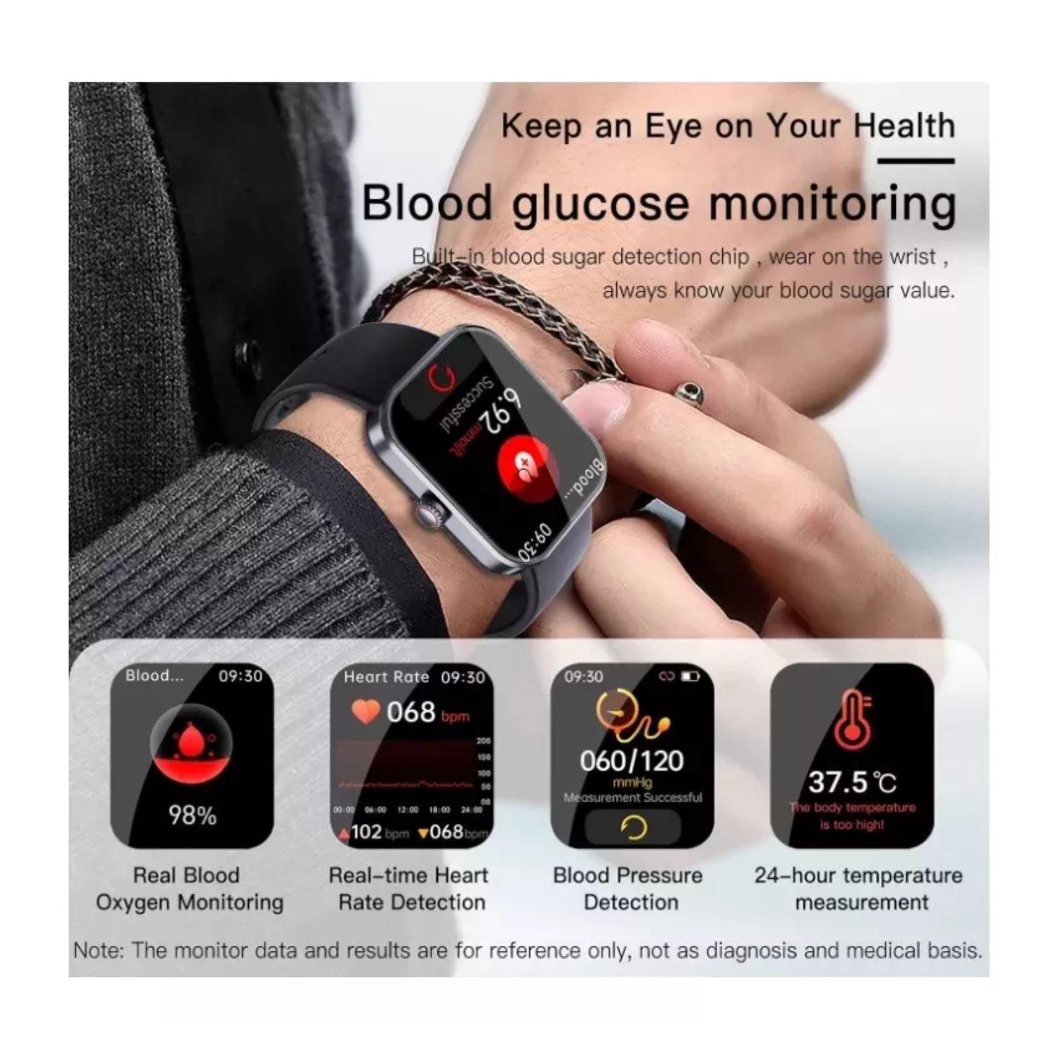 Smartwatch Con Medidor De Glucosa Y Presión Arterial
