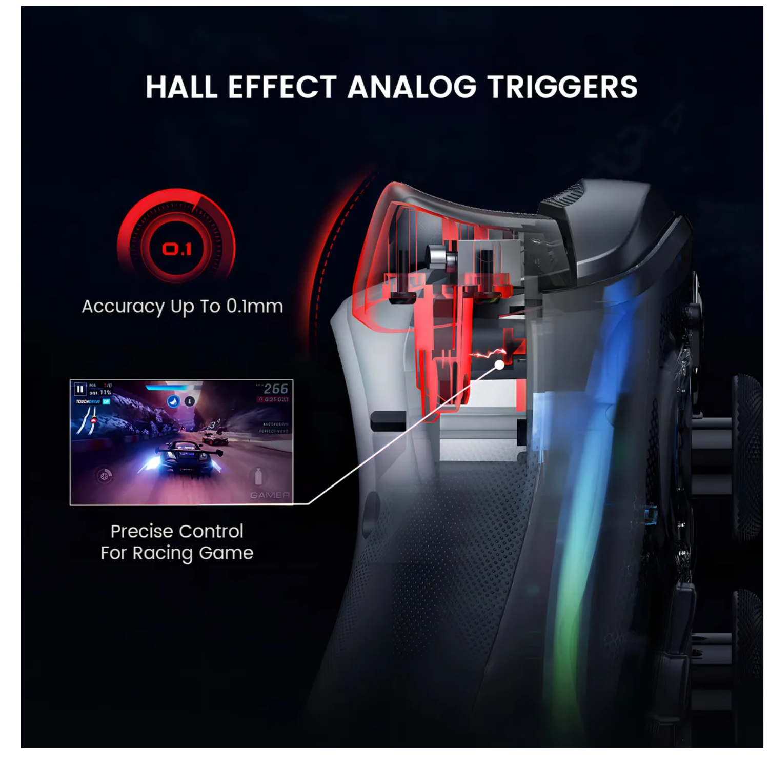  Controlador Inalámbrico con Efecto Hall Xbox X|S Support negro