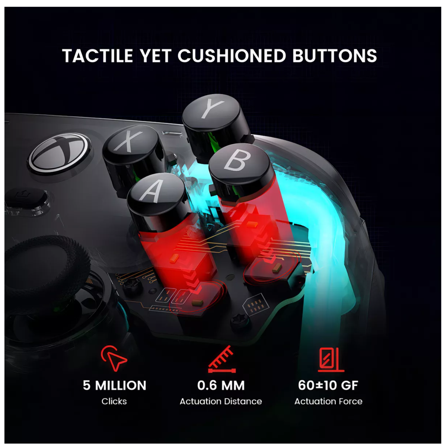  Controlador Inalámbrico con Efecto Hall Xbox X|S Support negro