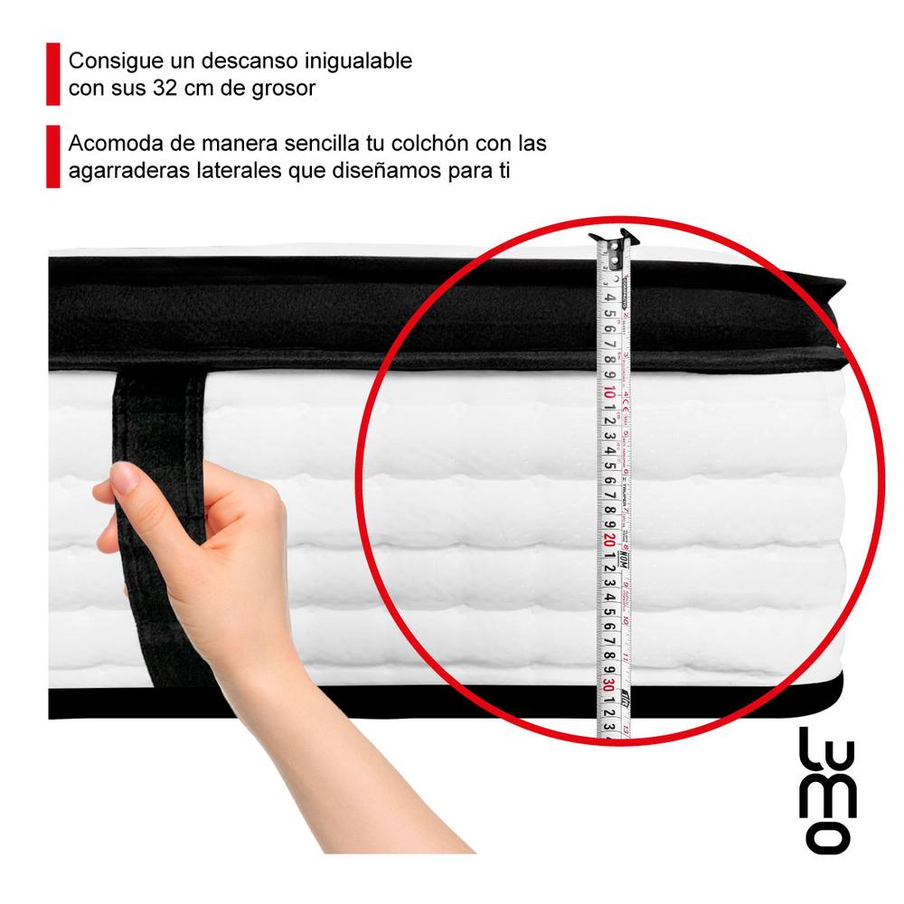 Colchon King Size Deluxe 32cm EuroTop Memory Foam Hibrido