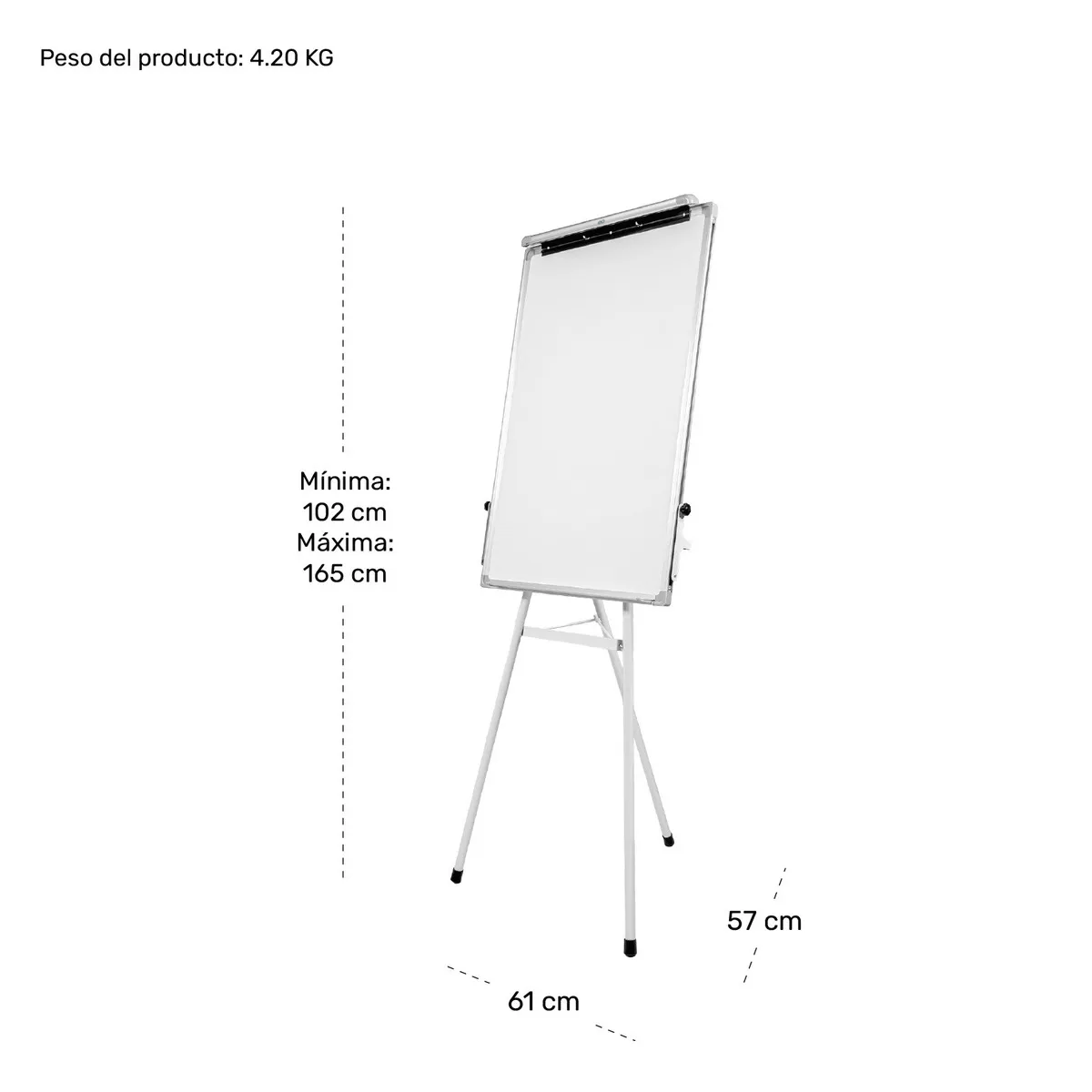 Pizarrón Blanco 90x60cm Caballete Ajustable