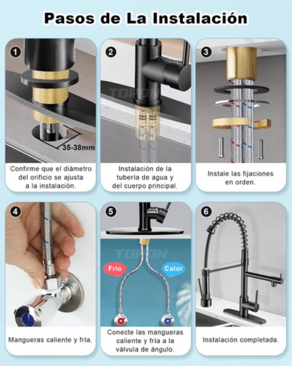"Grifo Monomando Fregadero Llave Mezcladora Tarja Cocina negro  "