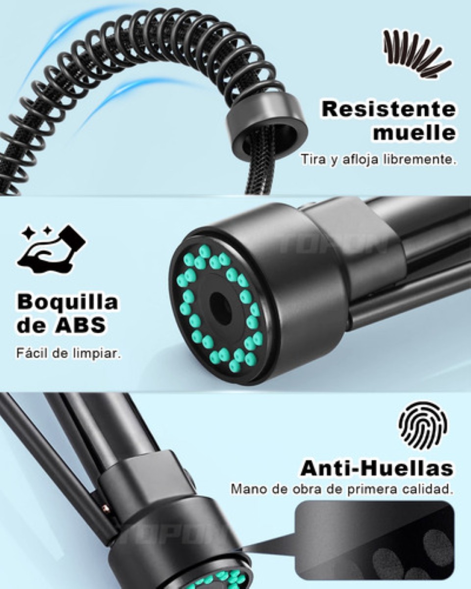 "Grifo Monomando Fregadero Llave Mezcladora Tarja Cocina negro  "