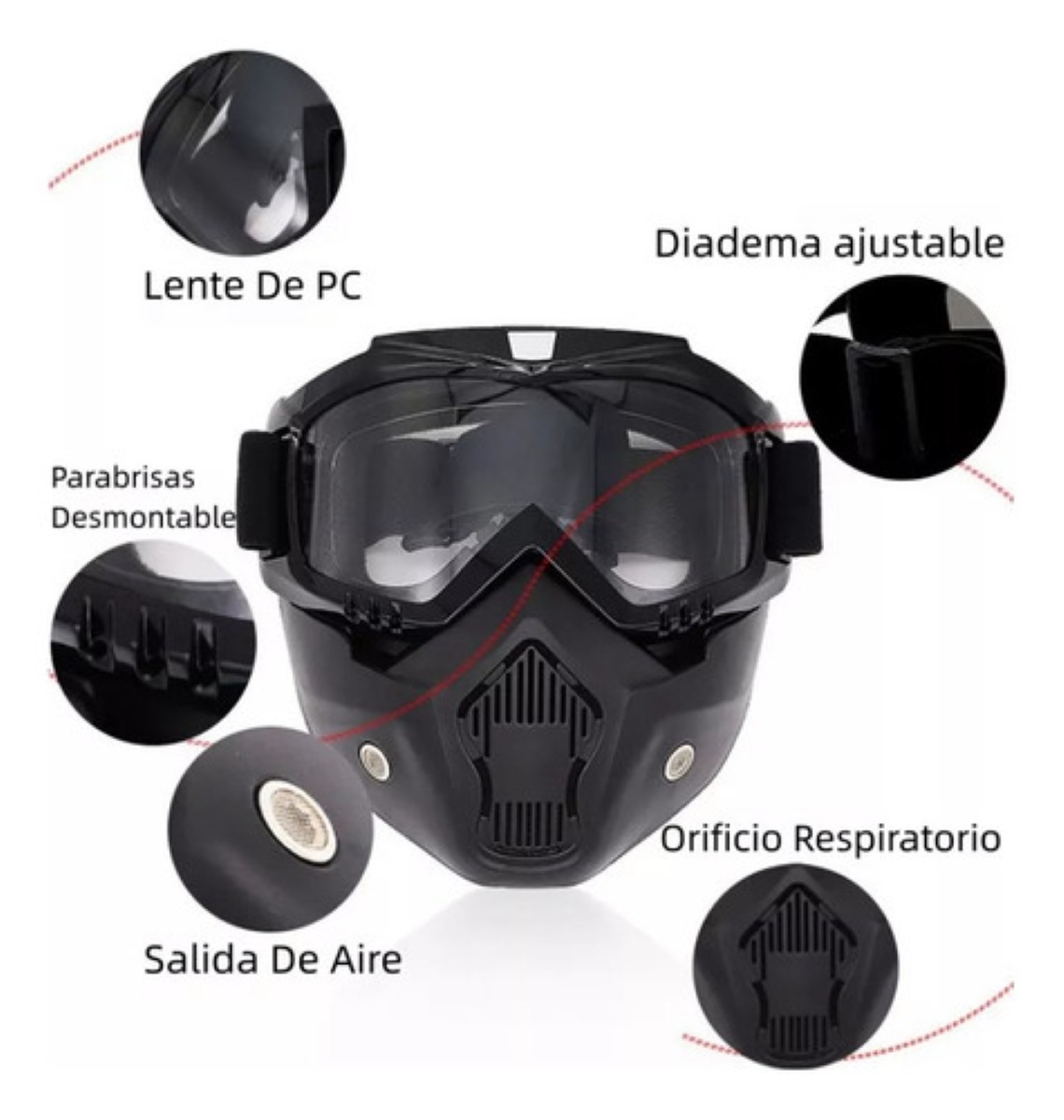 "Goggles Careta Táctica Para Motociclista, Gotcha, Skate negro con naranja "