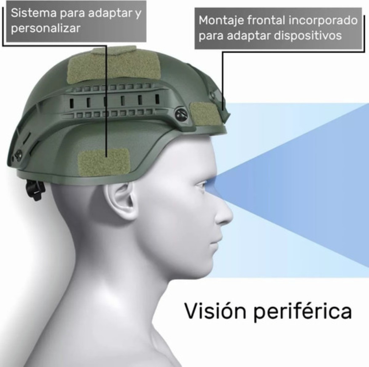 Casco Paintball Táctico Ajustable Para Militar Protección Verde militar 