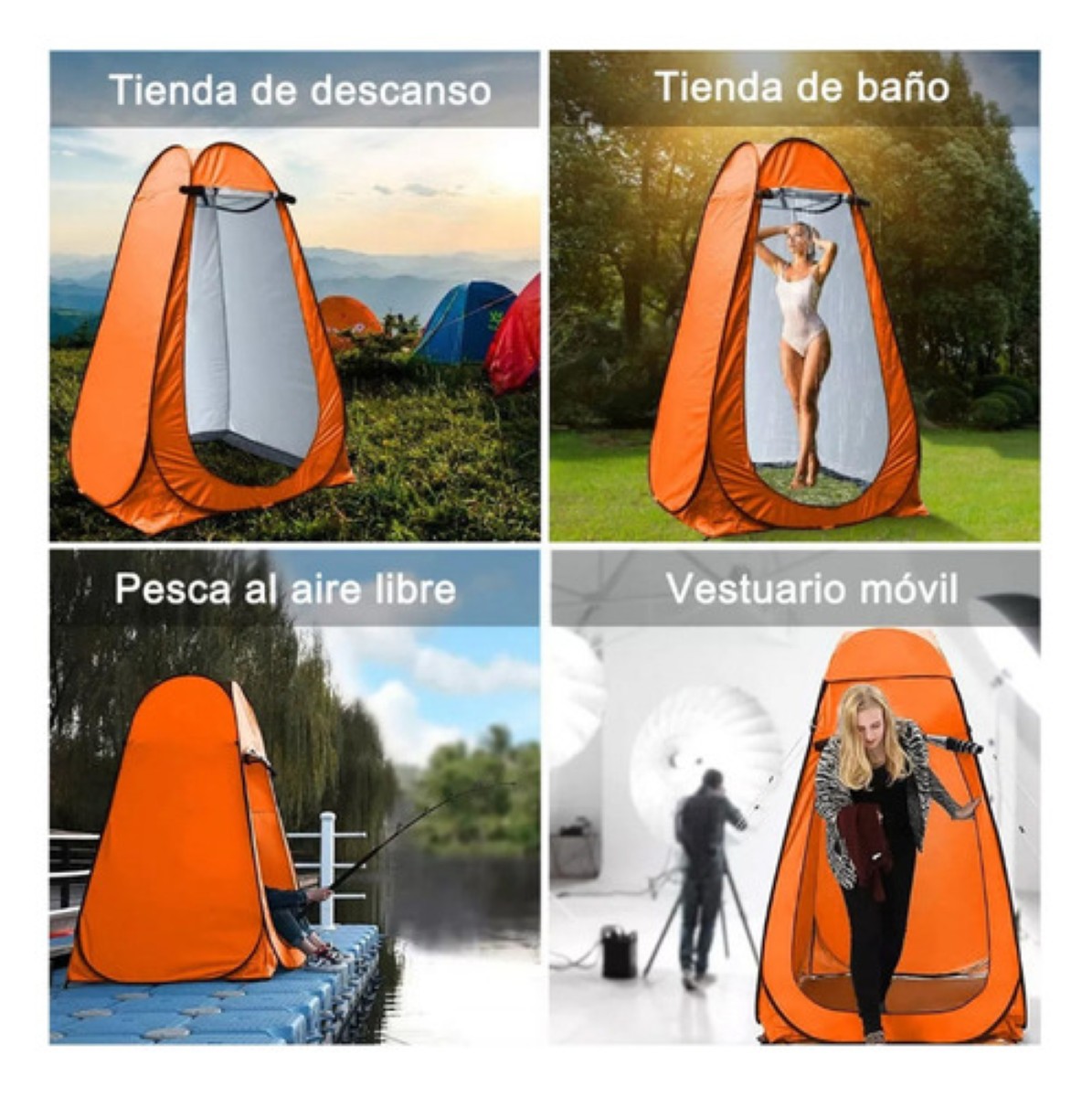 "Vestidor Cambiador Portátil Tienda Campaña1.9m Camping/playa naranja "