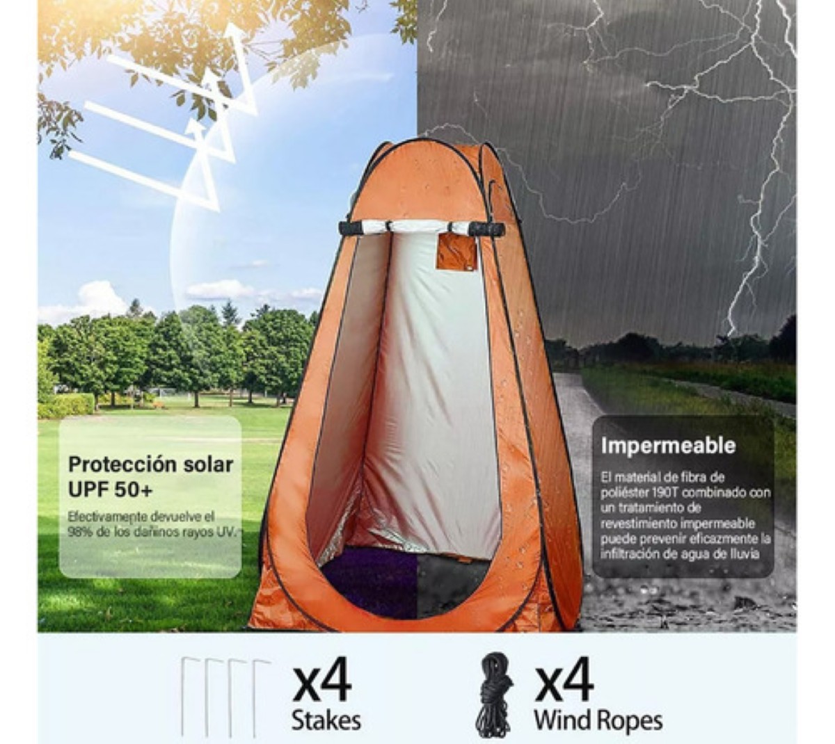 "Vestidor Cambiador Portátil Tienda Campaña1.9m Camping/playa naranja "