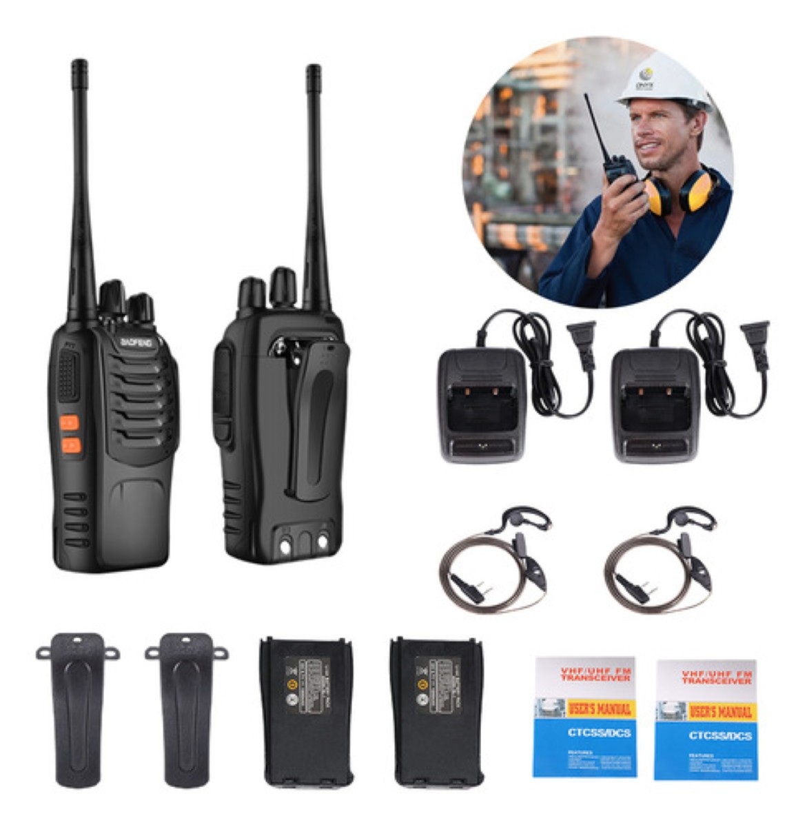 "Radios De Comunicación Portátiles Walkie Talkie, 2 Unidades negro  "
