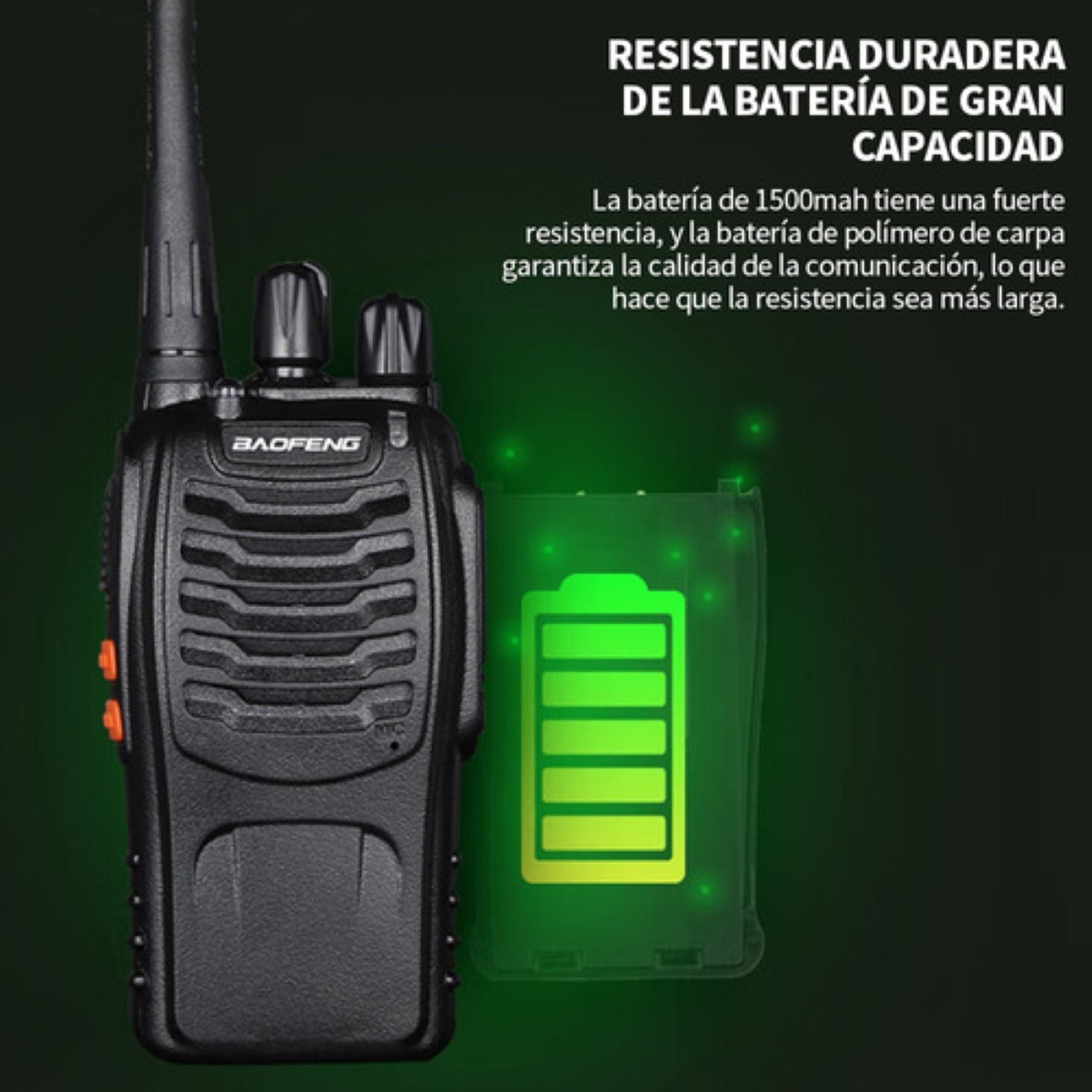 "Radios De Comunicación Portátiles Walkie Talkie, 2 Unidades negro  "