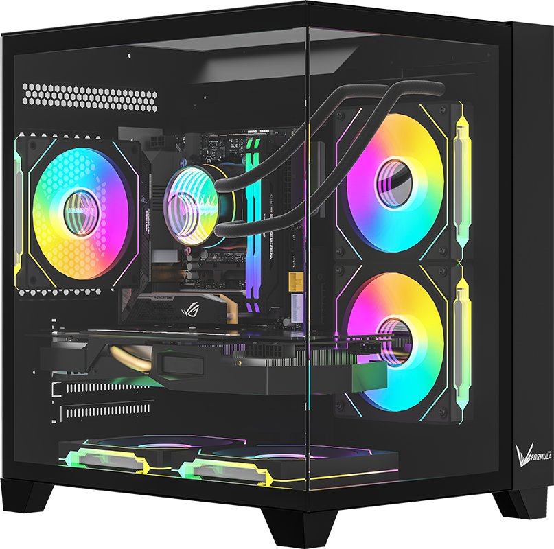 GABINETE FORMULA V LINE Z9M FLOE NEGRO S/FUENTE CRISTAL M-ATX USB-C