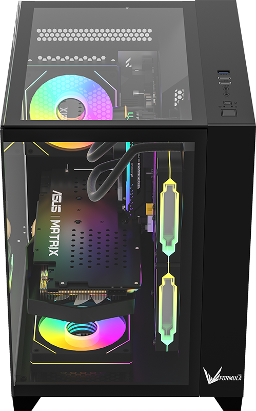 GABINETE FORMULA V LINE Z9M FLOE NEGRO S/FUENTE CRISTAL M-ATX USB-C