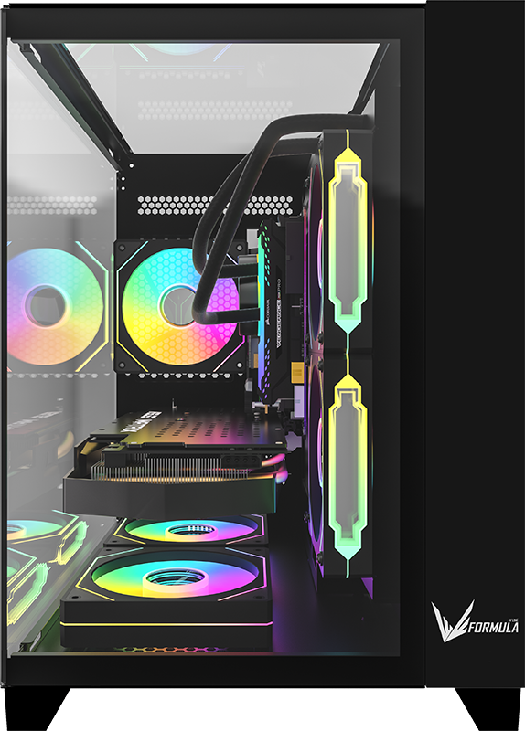 GABINETE FORMULA V LINE Z9M FLOE NEGRO S/FUENTE CRISTAL M-ATX USB-C