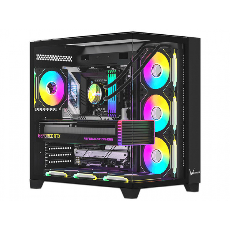 GABINETE FORMULA V LINE CRYSTAL Z9 FLOE NEGRO S/FUENTE CRISTAL M-ATX USB-C