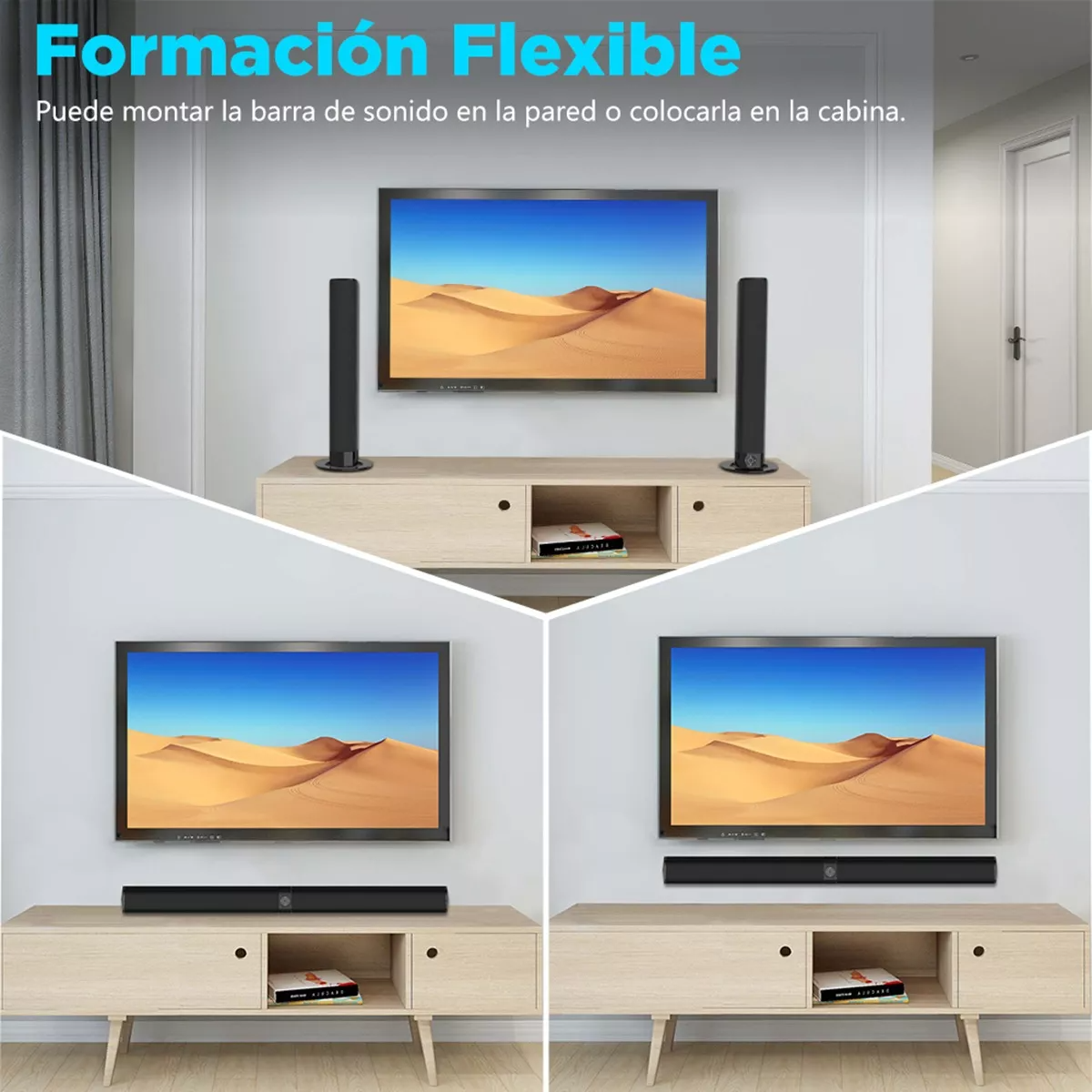 Funsmile Ky8000 110v color negro barra de sonido desmontable bluetooth bluetooth óptico hdmi aux con control remoto hogar y fiesta