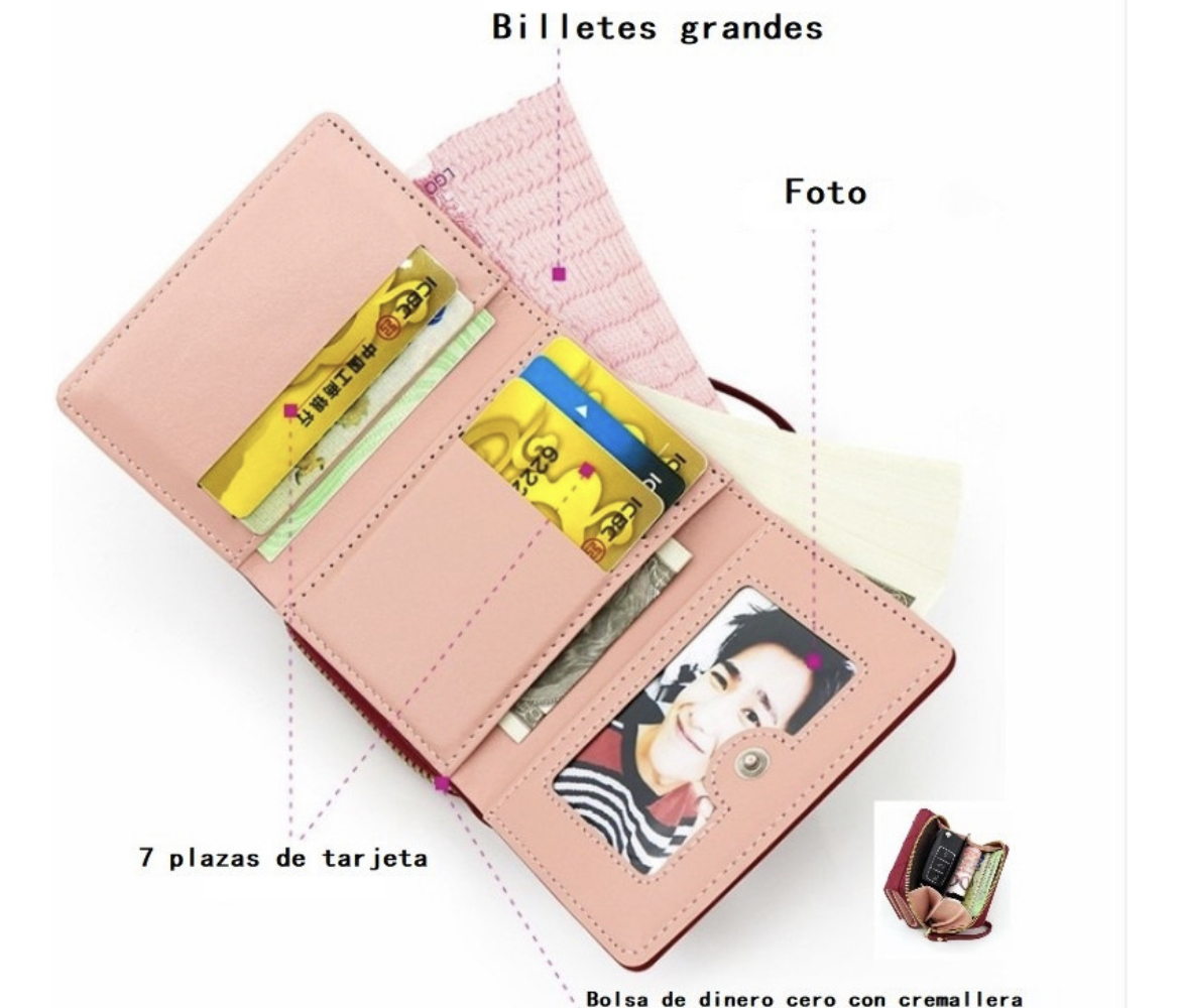 Cartera Monedero Mujer Billetera Gran Capacidad Tarjetas
