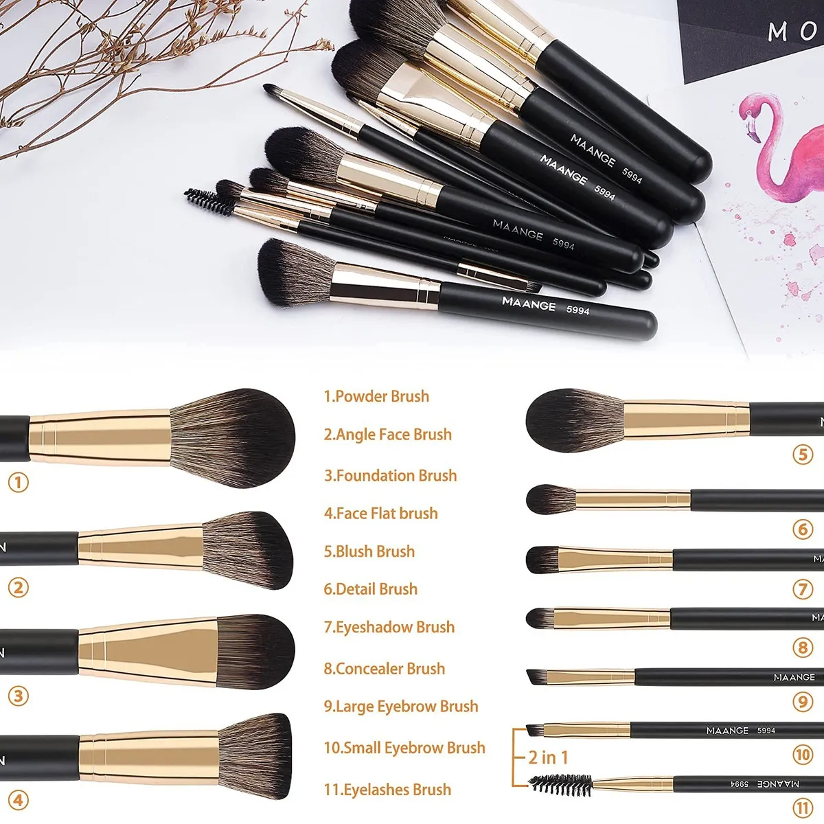 Brochas De Maquillaje Profesional,set 10 Con Estuche,esponja Color Negro