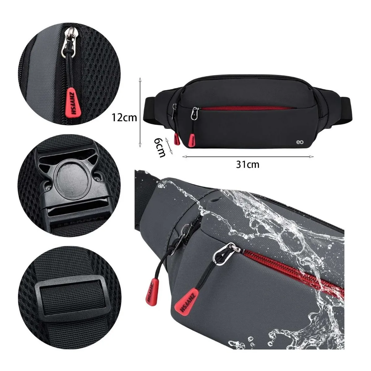 Cangurera Pechera Deportiva Impermeable Para Hombre Y Mujer Gris